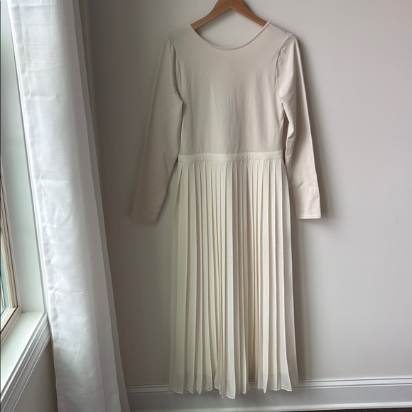 J. Crew Dresses & Skirts - NWT J. Crew Pleated Ballet Dress in Stretch Cotton Blend Cream Date Night Size M